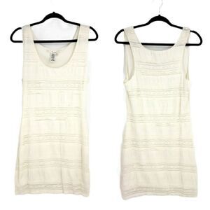 Studio M Boho Lace Sleeveless Scoop Neck Mini‎ Dress Ivory Sz L